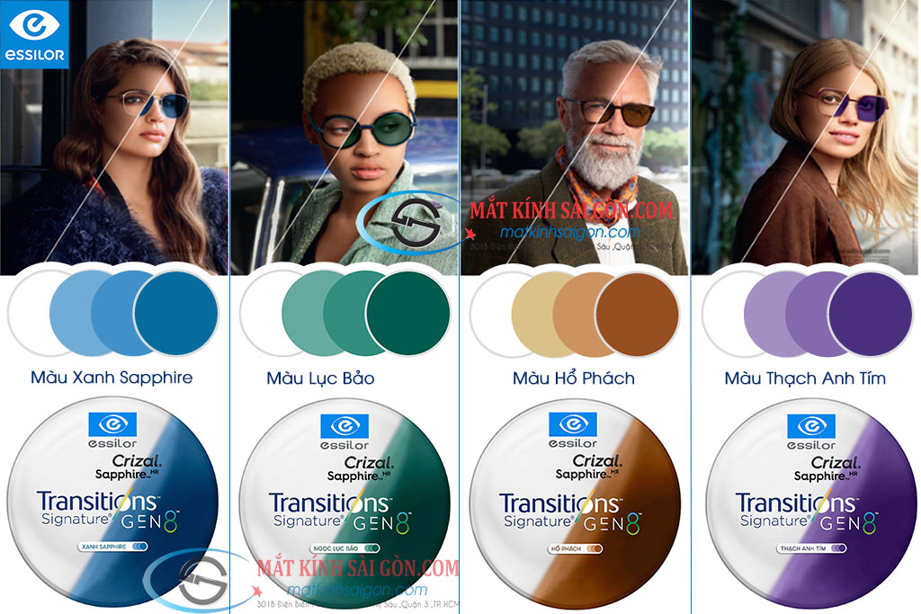 Tròng kính Đổi Màu 1.50 Essilor Trasitions Gen 8™ Style Colors - Hover